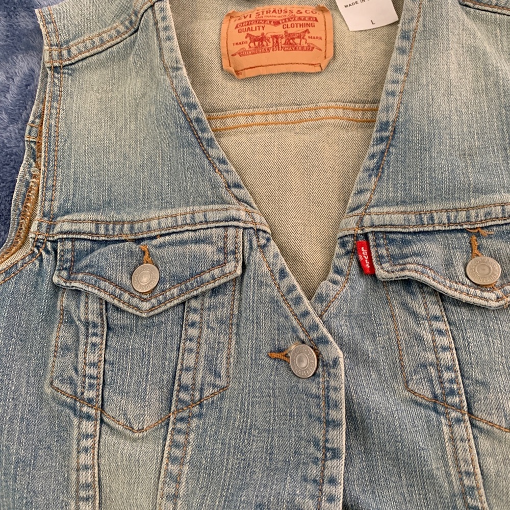 Levi vest washed stone blue